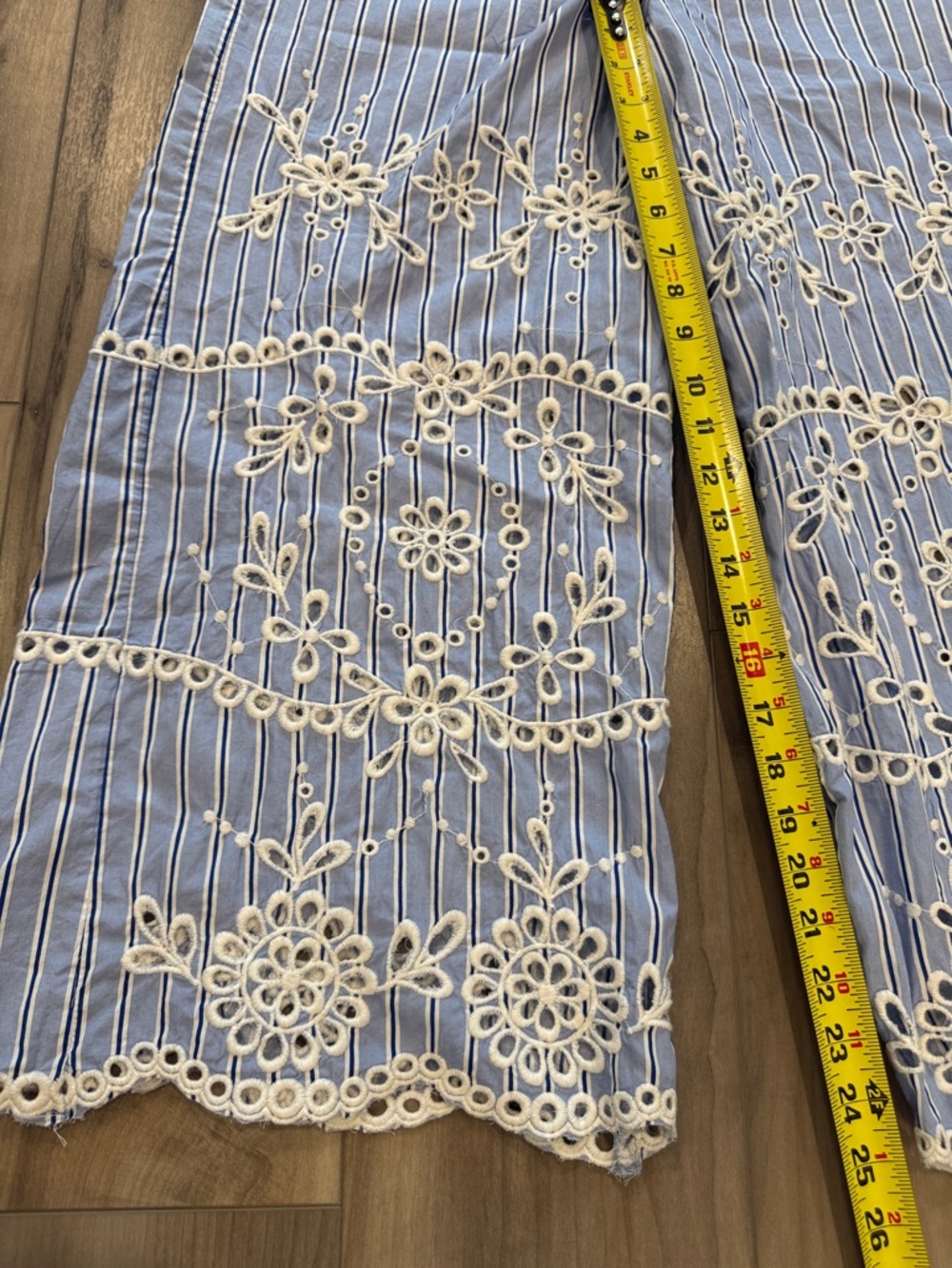 Anthropologie Maeve Cotton Striped Eyelet Wide Leg Pants. NEW without tags. - Picture 10 of 16
